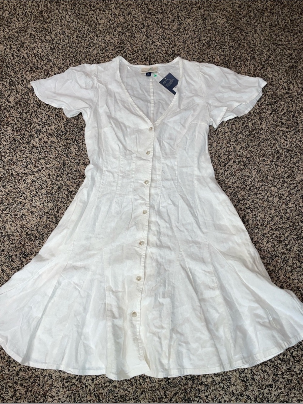 Universal Thread A Line White Button-Front Flutter Sleeve Mini Dress XS | NWT - Picture 4 of 9